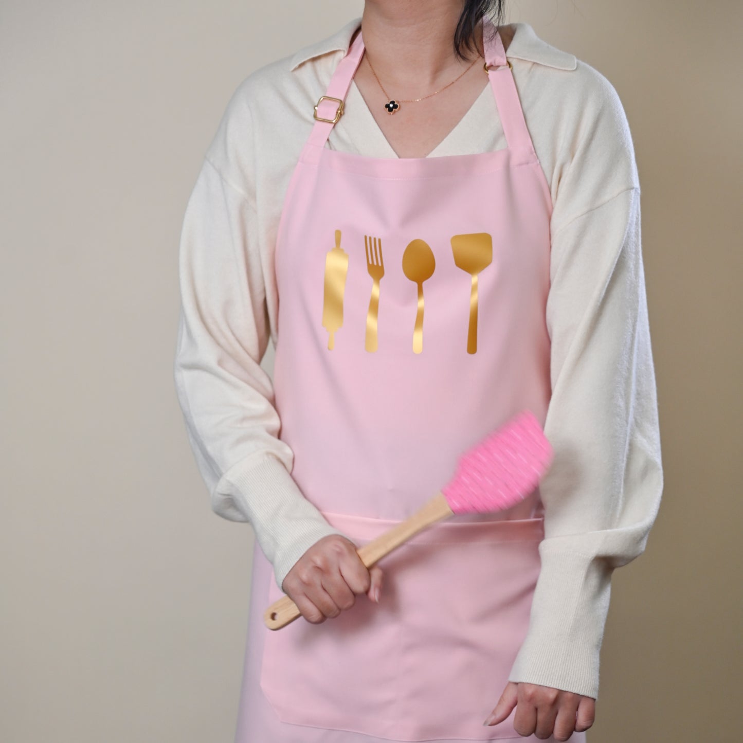 Premium Bib Apron with Gold Metallic Print