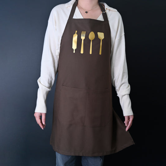 Premium Bib Apron with Gold Metallic Print