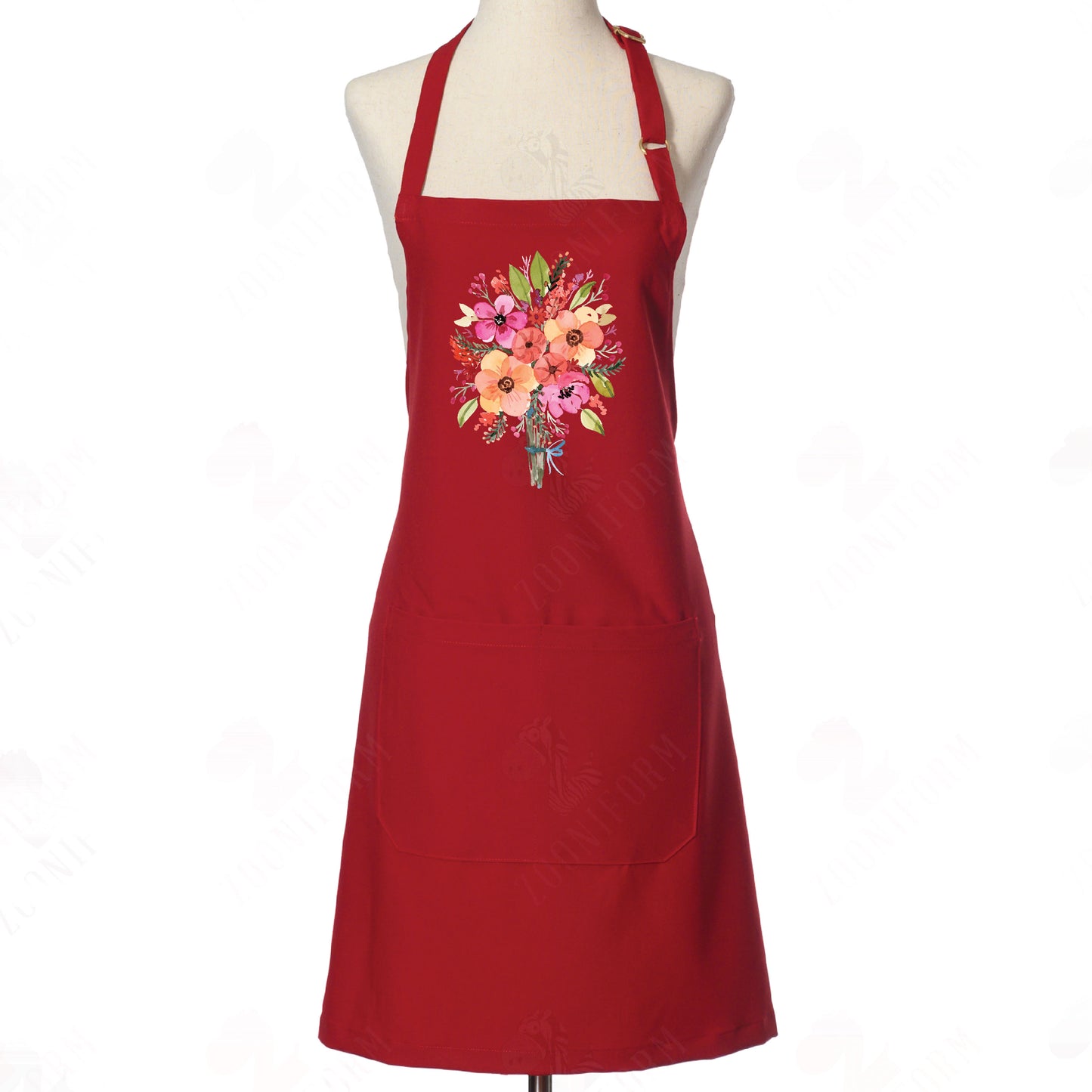 Spring Flower Watercolors Adjustable Bib Apron