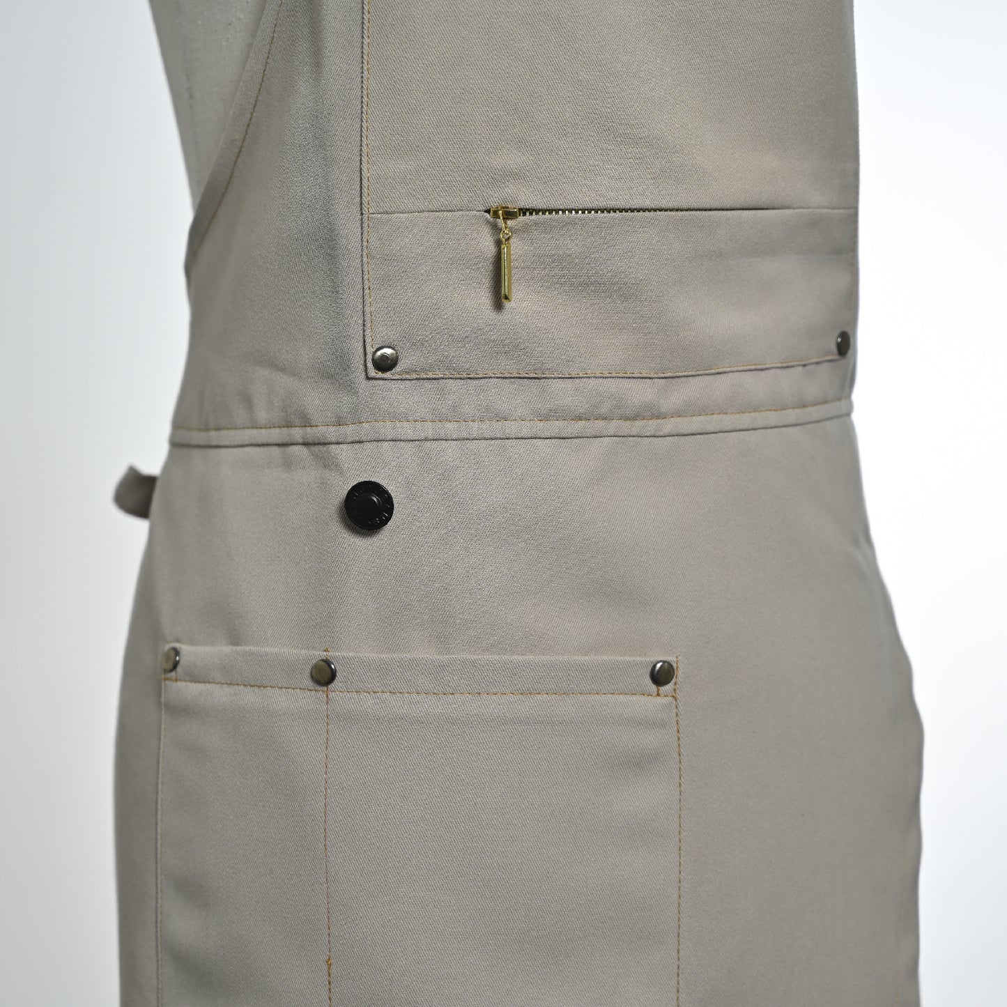 Khaki Apron Split-leg with Pockets, Adjustable Cross-back Straps