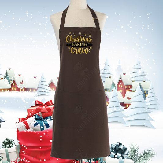 Christmas Baking Crew Bib Apron Two Pockets