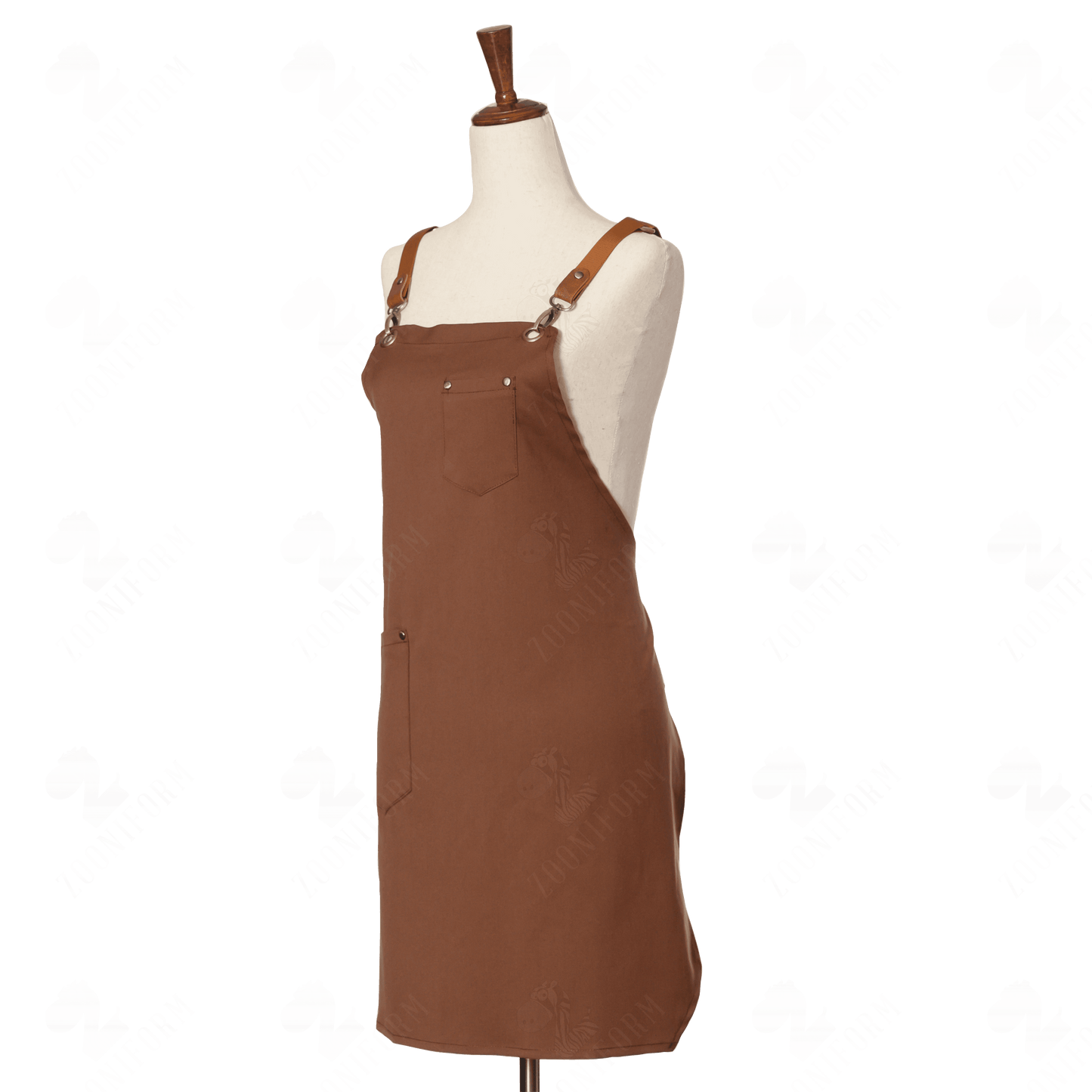 Adjustable Chocolate Brown Bib Apron with Cross-back Straps