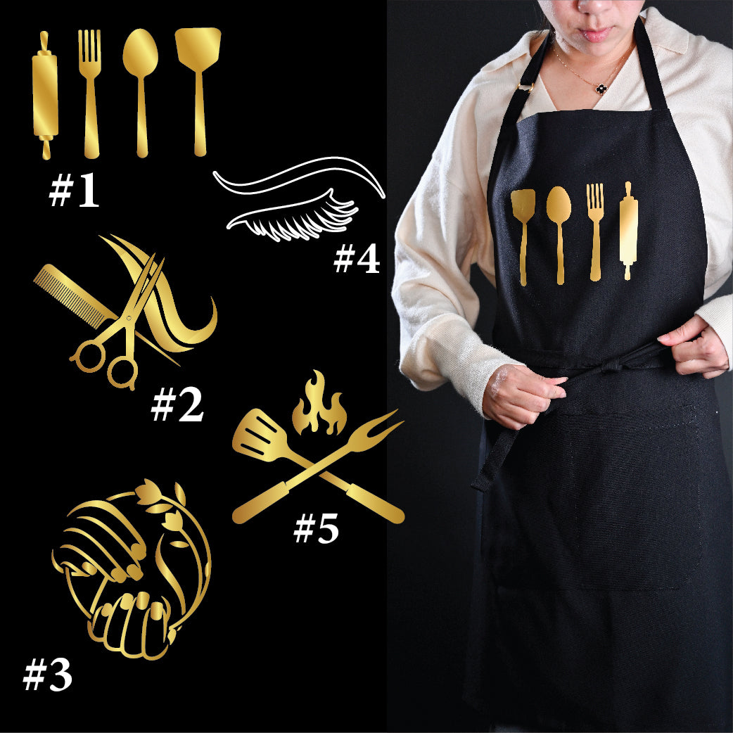 Premium Bib Apron with Gold Metallic Print