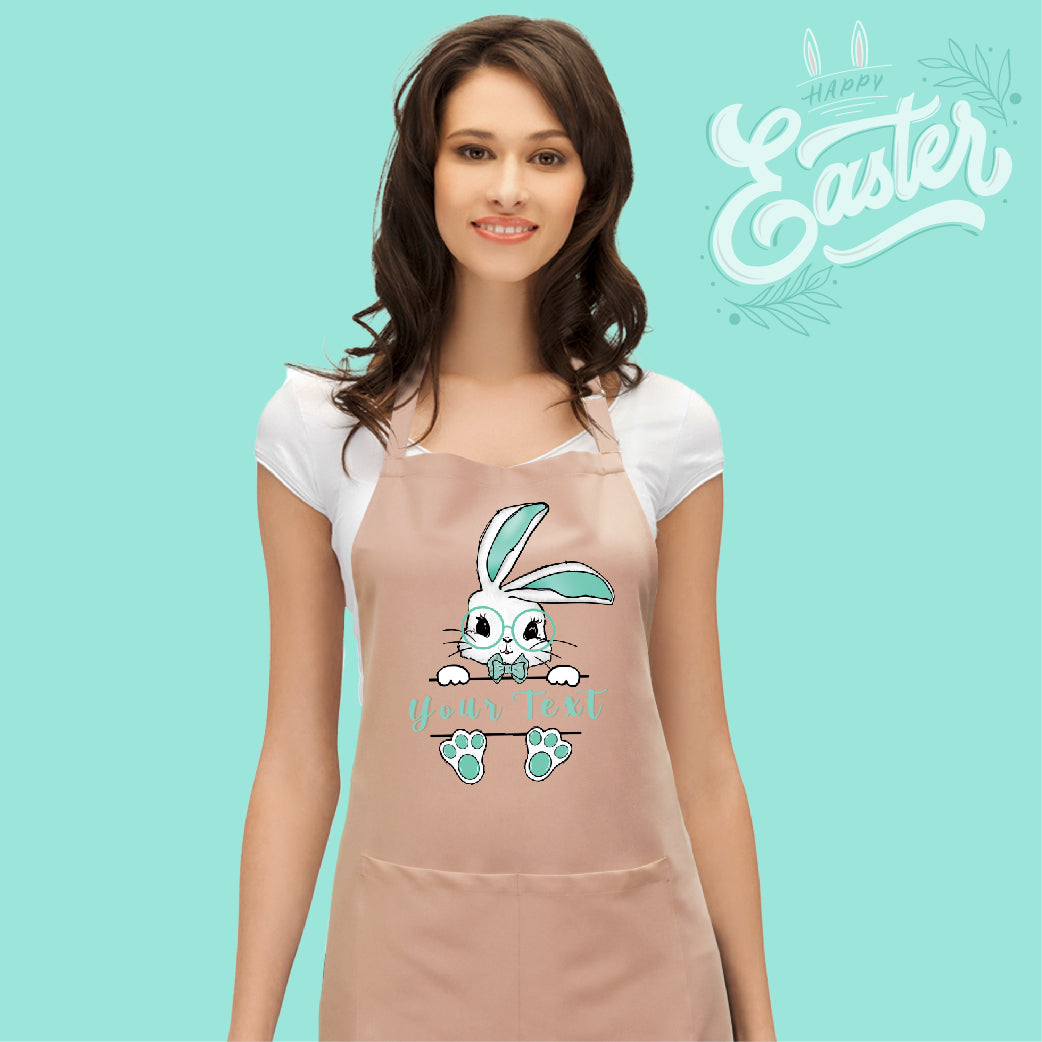Easter Bunny Hunts Eggs Adjustable Bib Apron with Custom Name