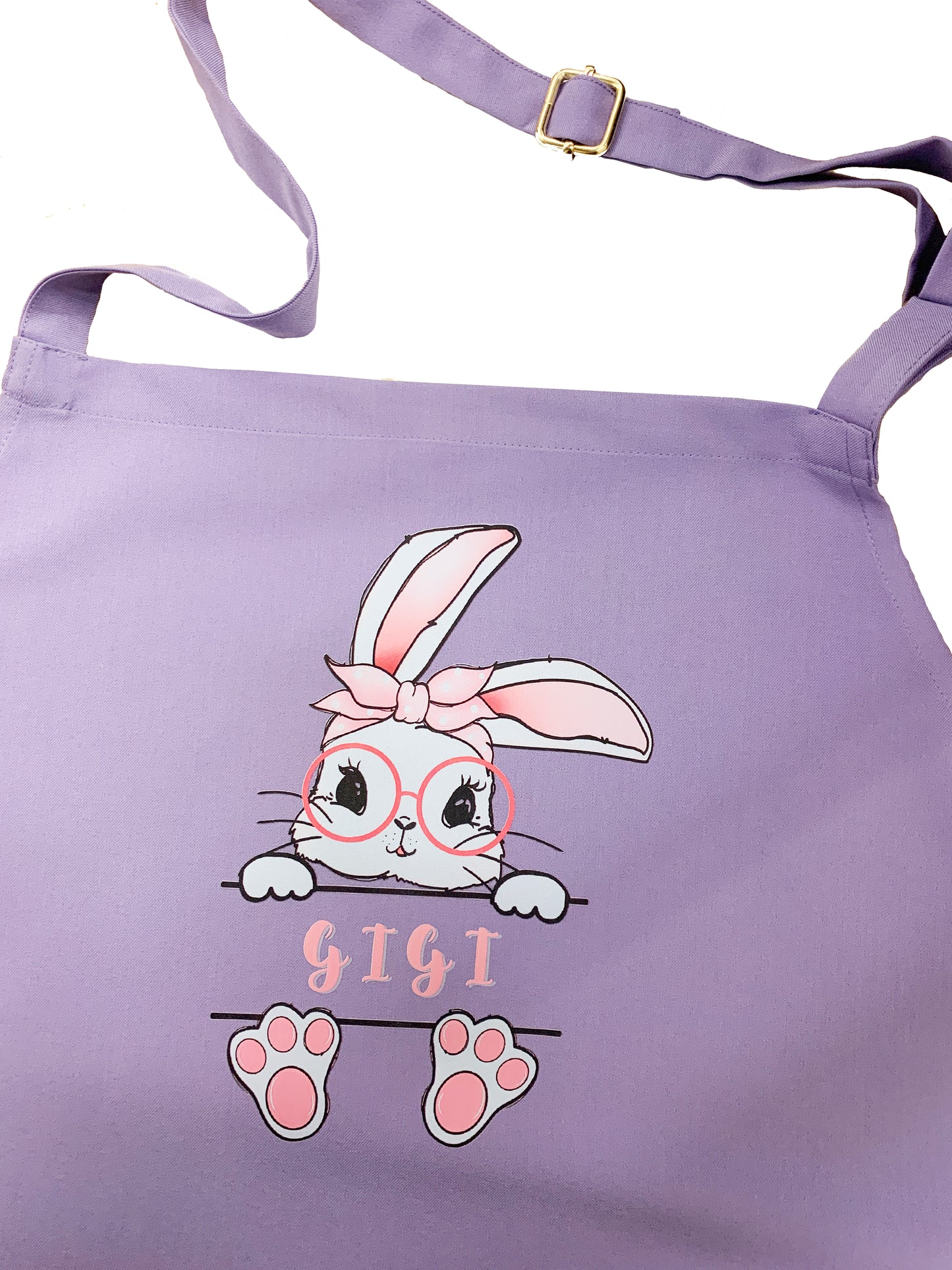 Easter Bunny Hunts Eggs Adjustable Bib Apron with Custom Name