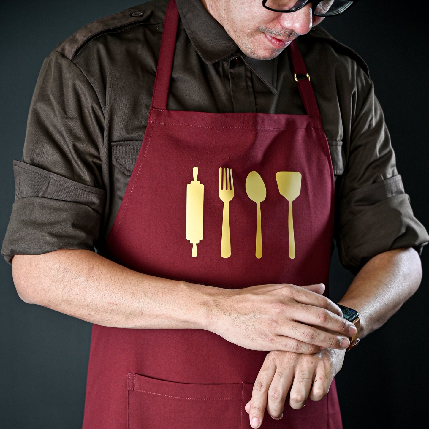 Premium Bib Apron with Gold Metallic Print