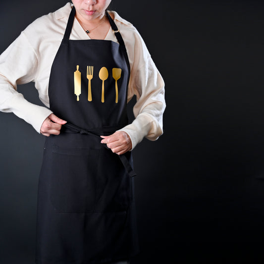 Premium Bib Apron with Gold Metallic Print