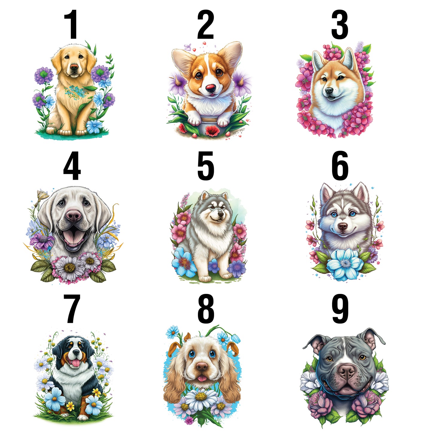 Dogs and Flowers T-shirt