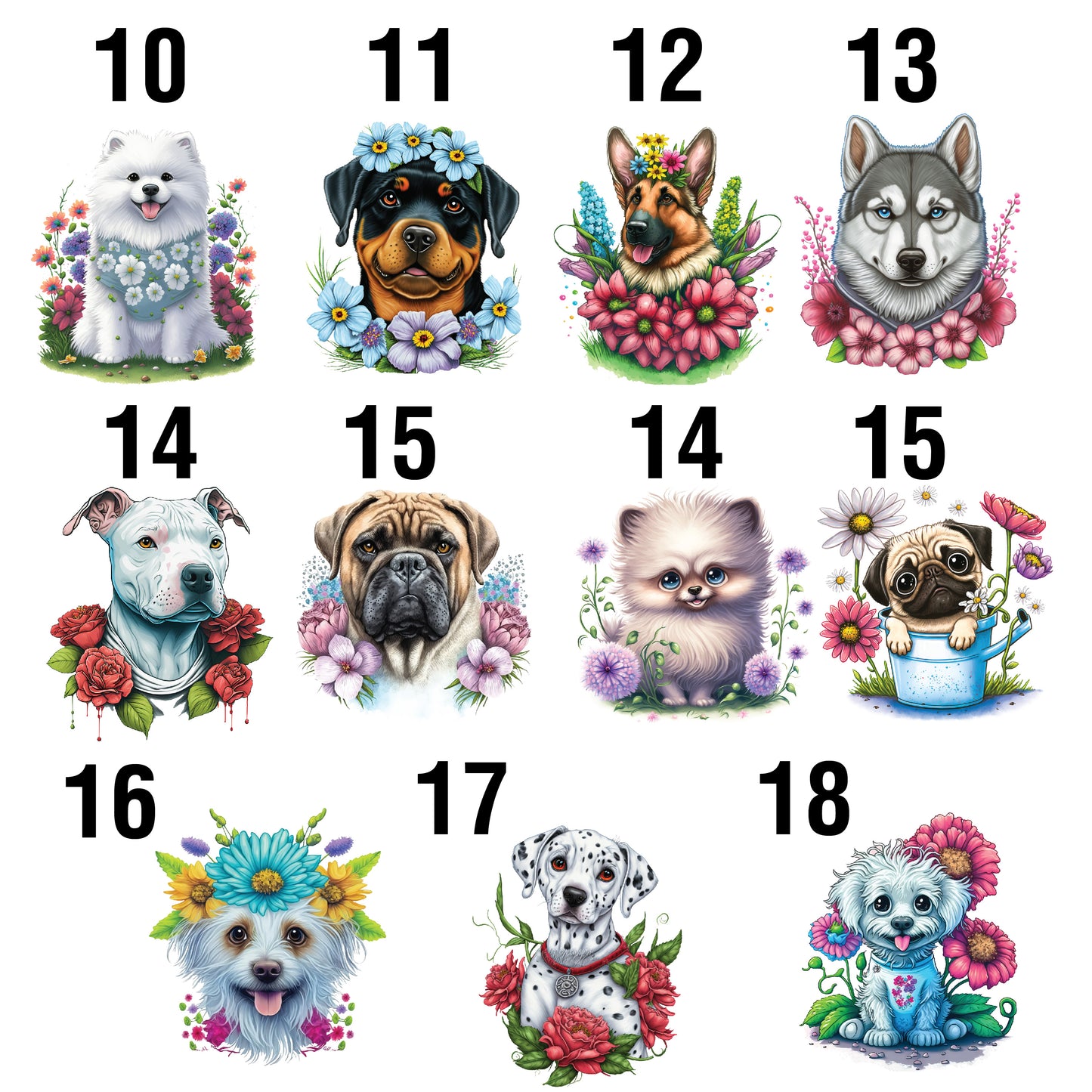 Dogs and Flowers T-shirt