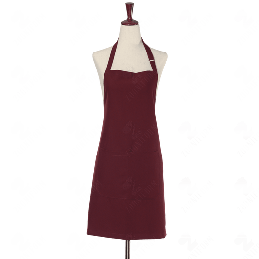 Burgundy Bib Apron Two Pockets
