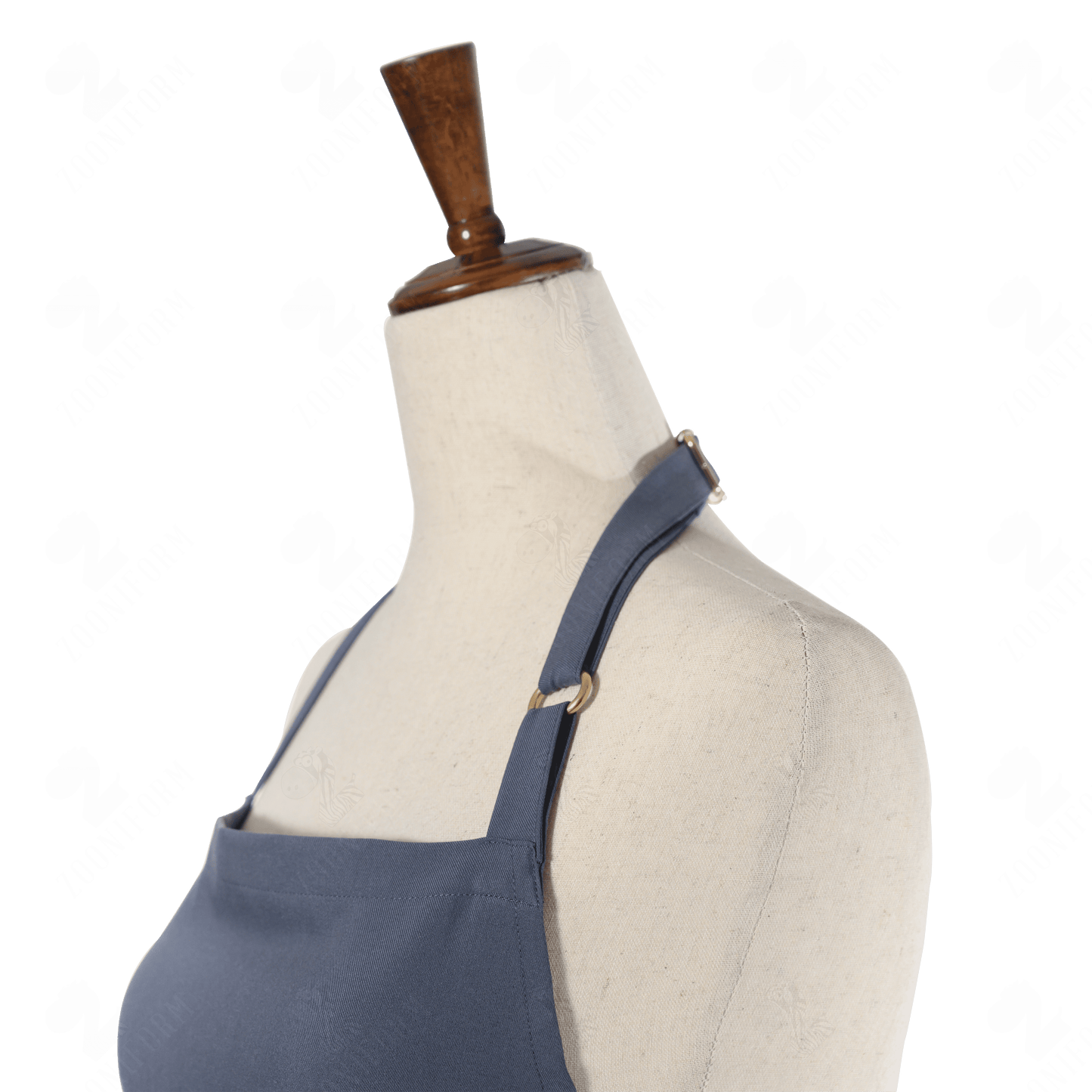 Gray Bib Apron Two Pockets