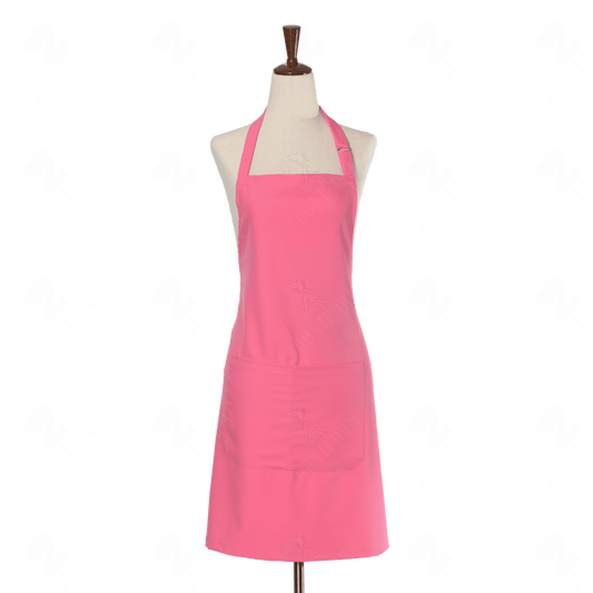 Strawberry Pink Bib Apron Two Pockets