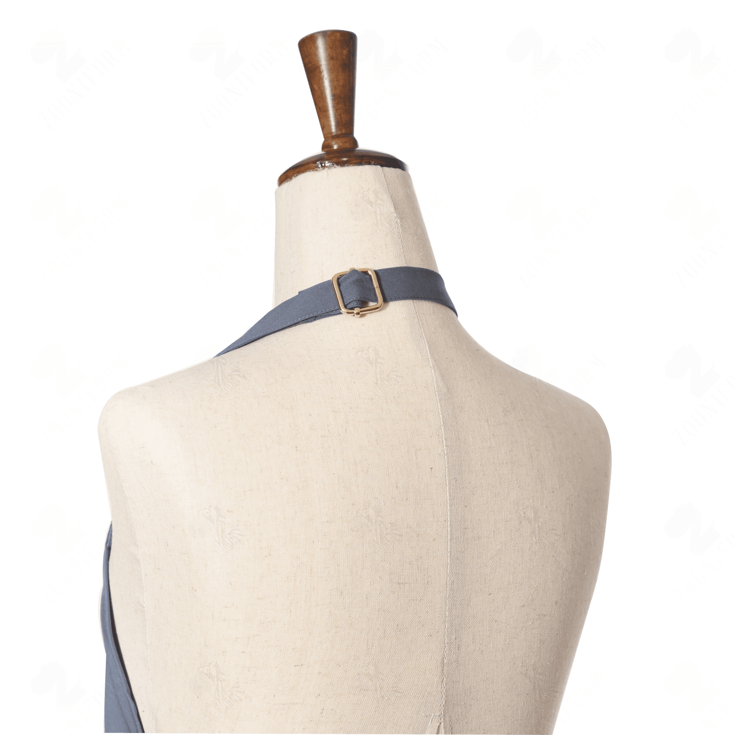 Gray Bib Apron Three Pockets
