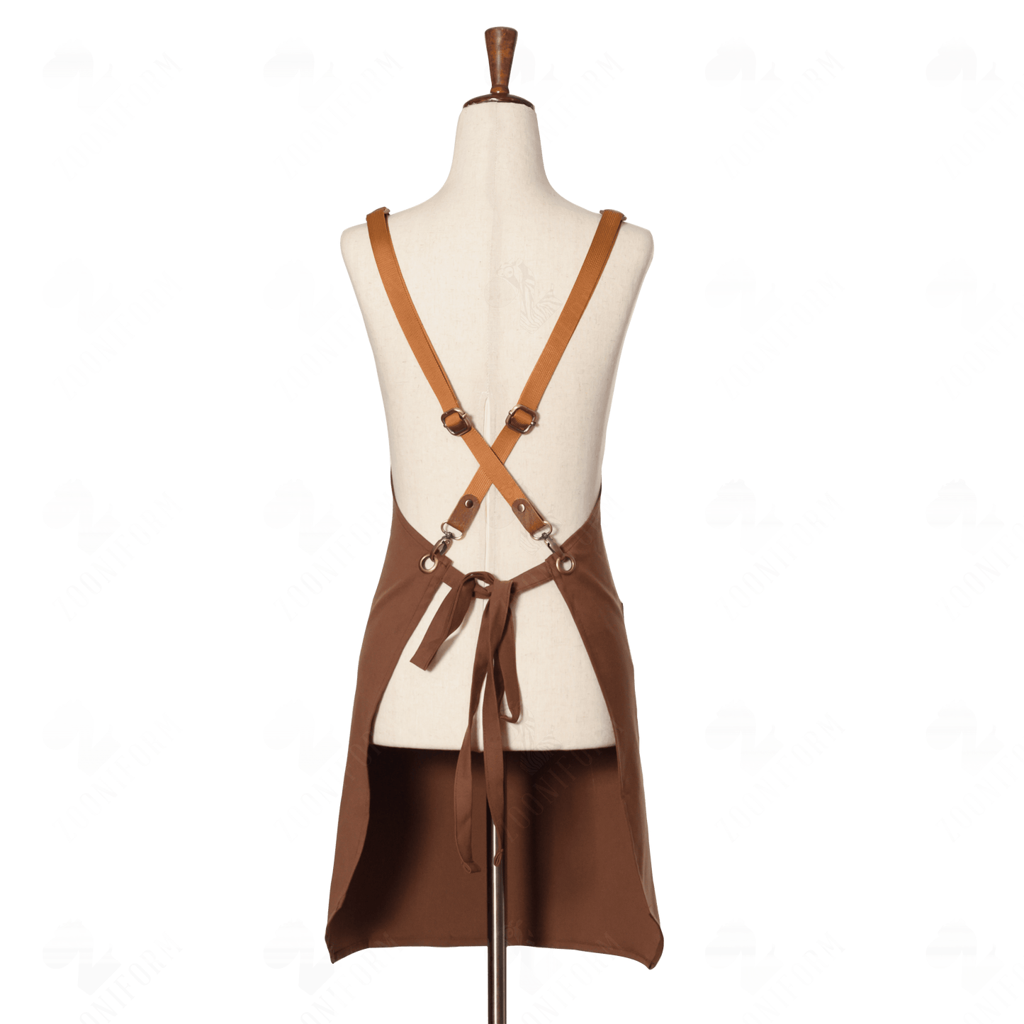 Adjustable Chocolate Brown Bib Apron with Cross-back Straps