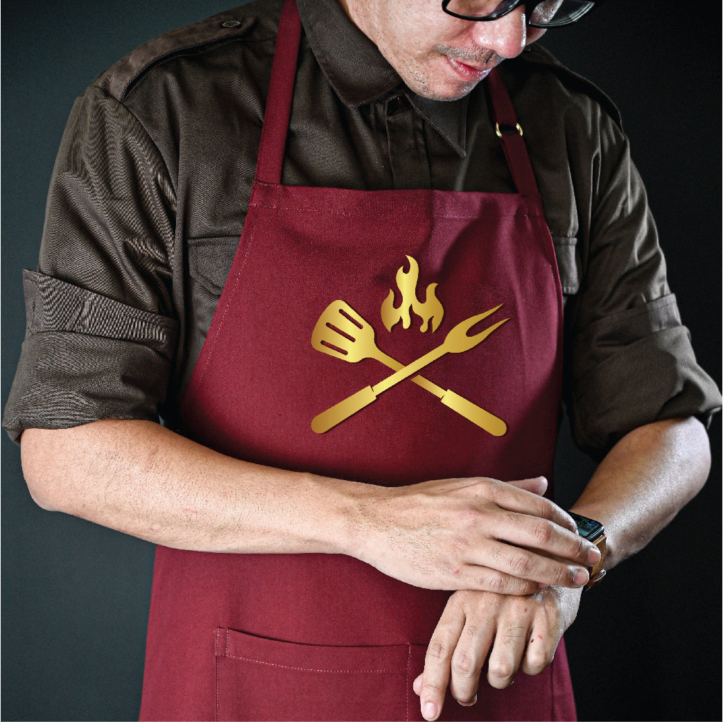 Premium Bib Apron with Gold Metallic Print