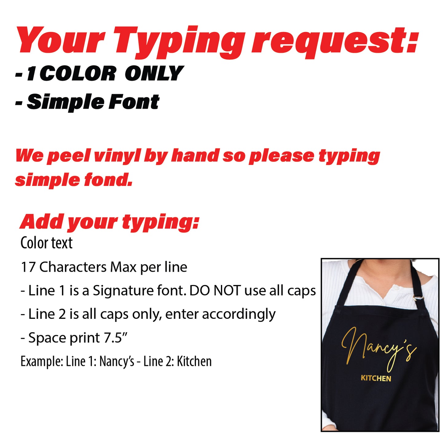 Personalized Text Printing on Bib Apron